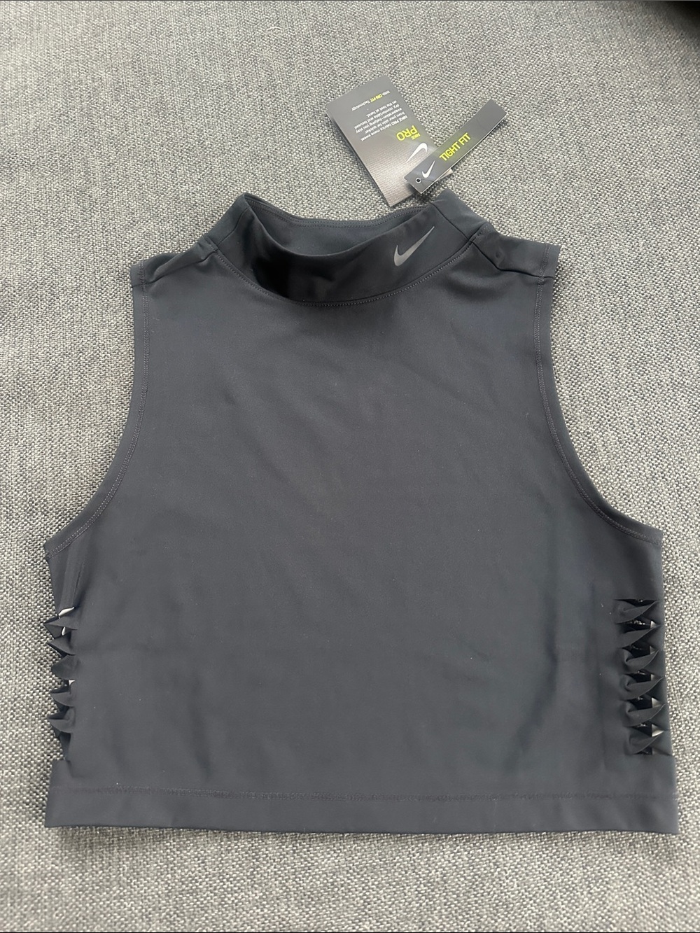 Nike Black High-Neck Sleeveless Crop Top with Side Cutouts